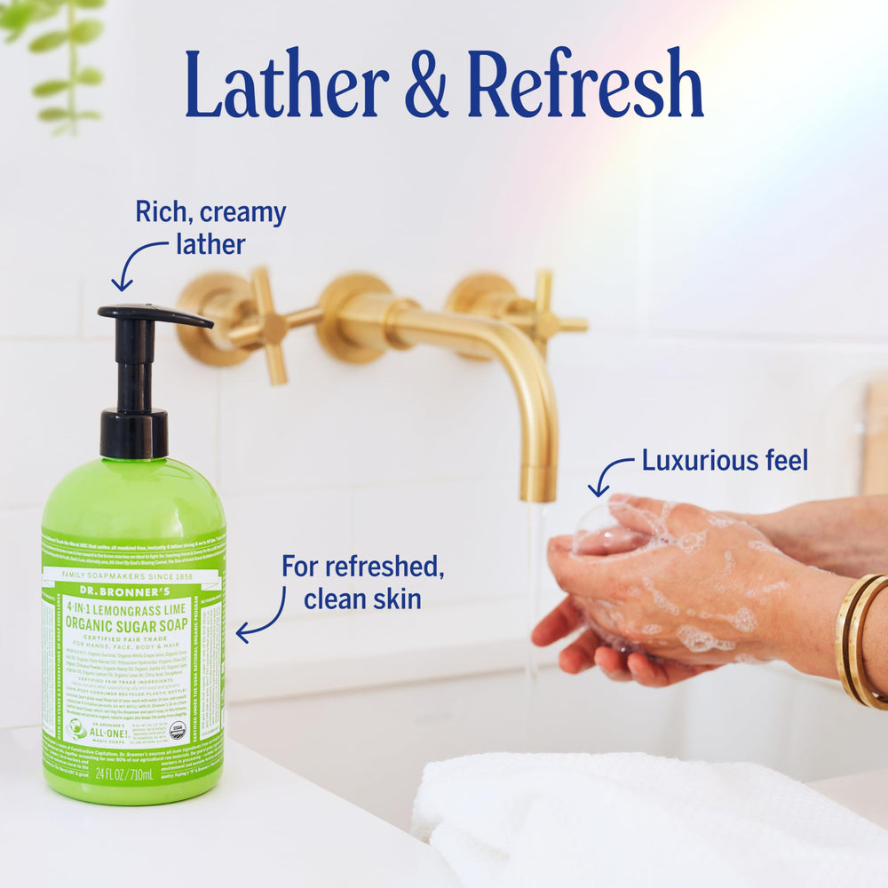 Face cleansing with Dr. Bronner's Lemongrass Sugar Soap