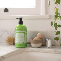 Dr. Bronner's Lemongrass Sugar Soap used on the body for refreshing cleanse.