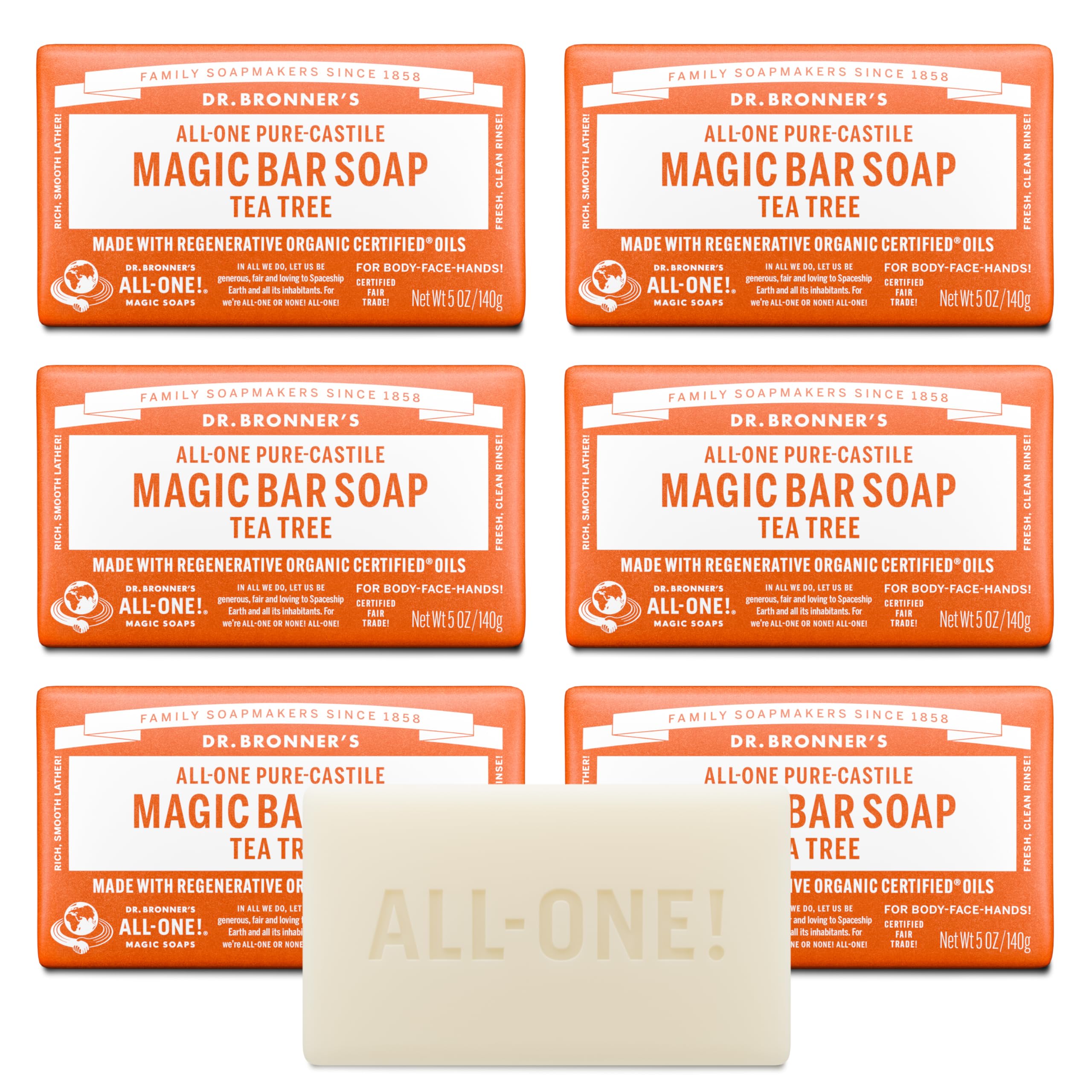 Dr. Bronner’s Tea Tree Bar lather close-up for refreshing cleanse.