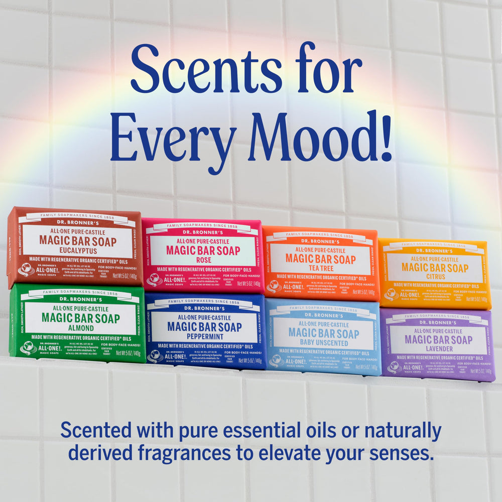 No synthetic detergents or fragrances in the tea tree bar.