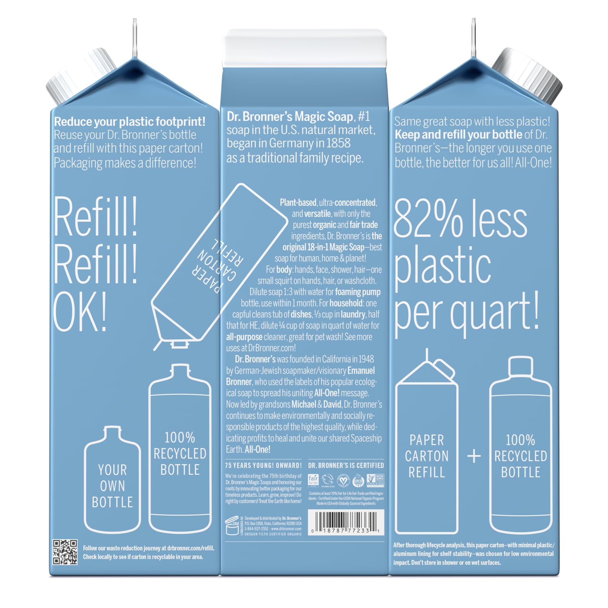 Dr. Bronner's unscented castile soap lather closeup highlighting gentle skin cleansing.