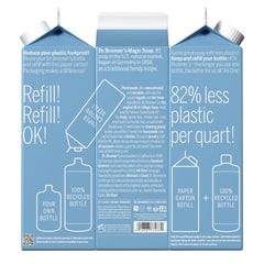 Dr. Bronner's unscented castile soap lather closeup highlighting gentle skin cleansing.