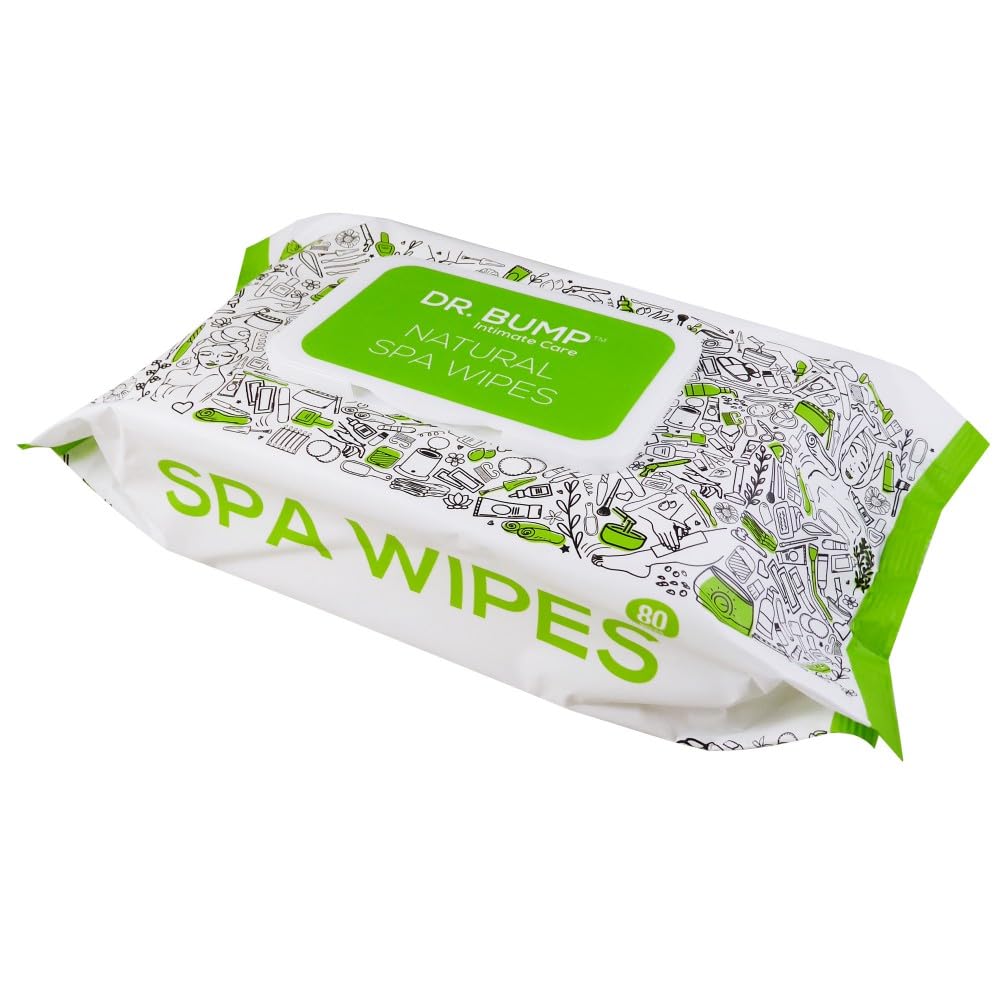 Dr. Bump Intimate Spa Wipes label front, tea tree and Manuka honey ingredients