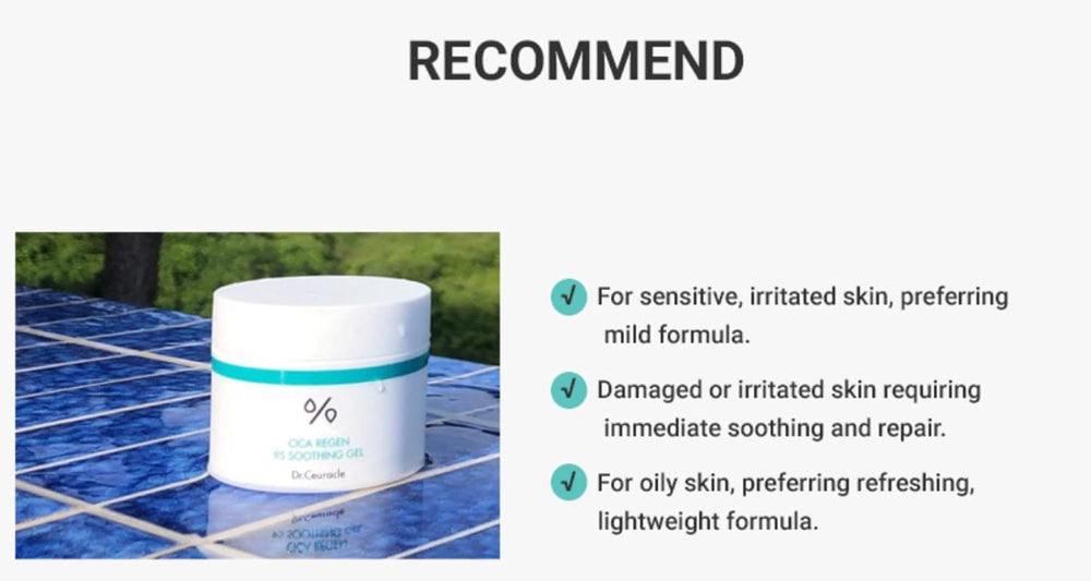 Dr.Ceuracle Cica Regen 95 gel with hibiscus extract for gentle cleansing feel.