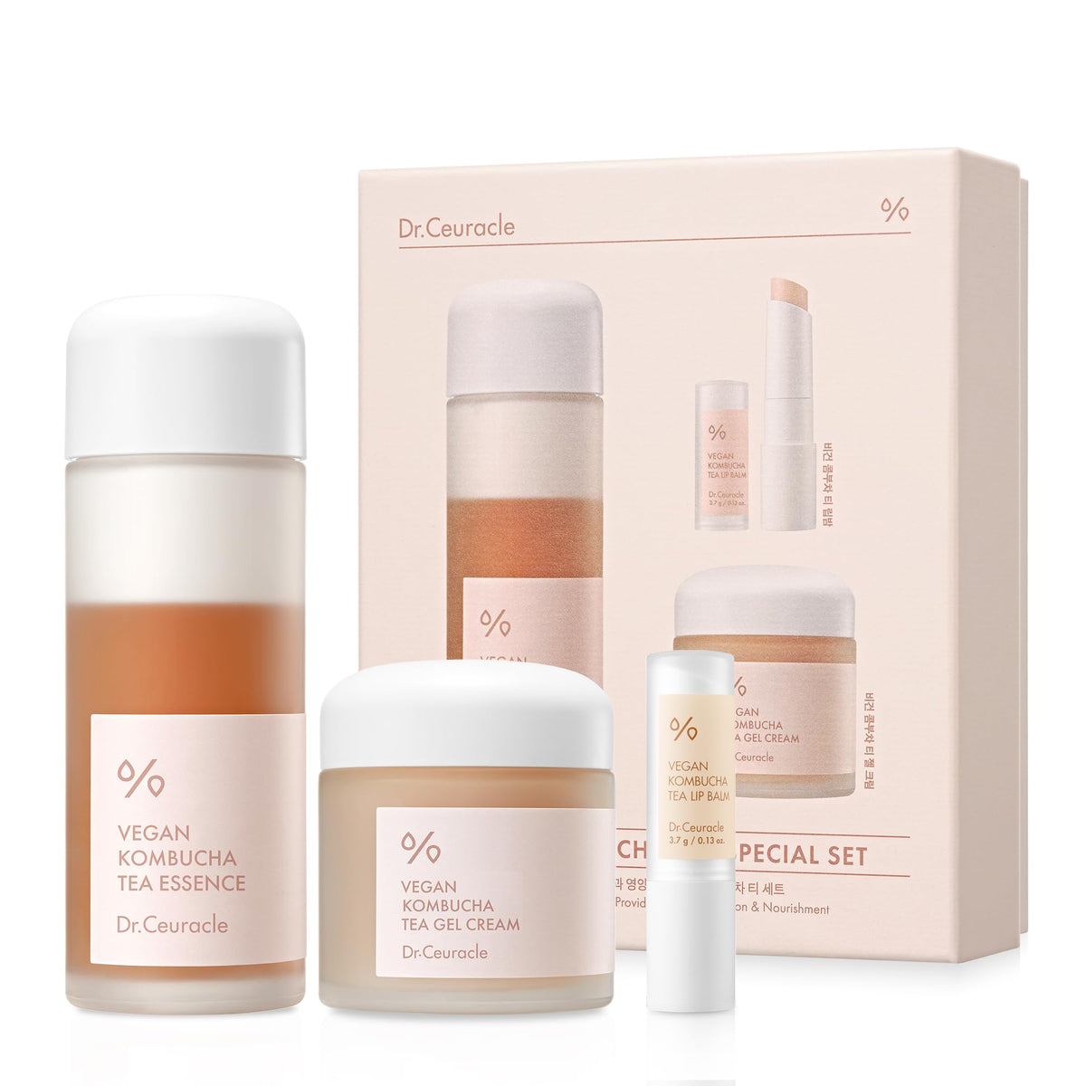 Dr. Ceuracle essence bottle close-up highlighting hydrating, plumping formula for refreshed skin.