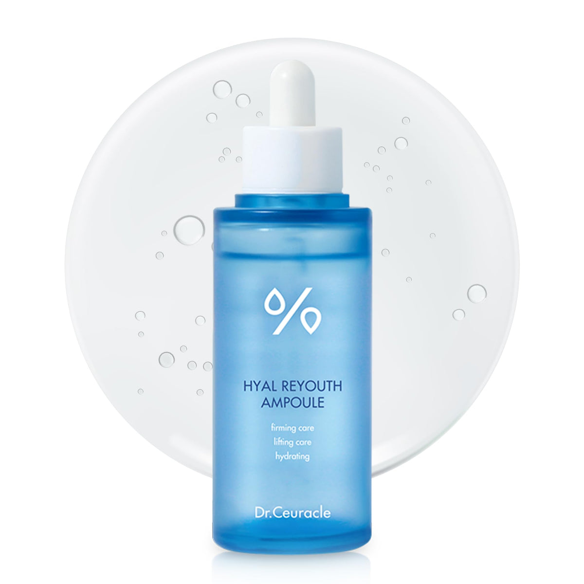 Dr.Ceuracle Hyal Reyouth Ampoule bottle close-up shows hydration-focused formula