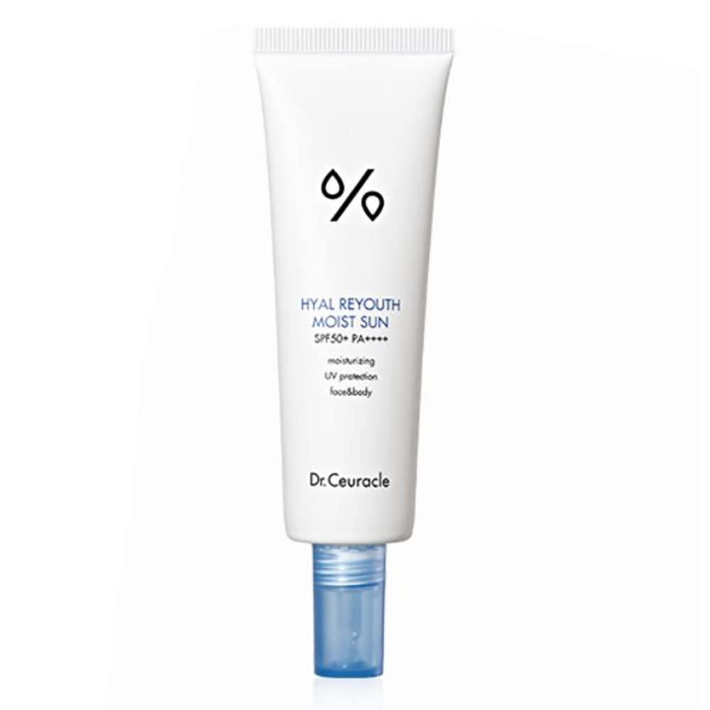 Dr. Ceuracle Hyal Reyouth Moist Sun packaging shows a portable, everyday sunscreen option.