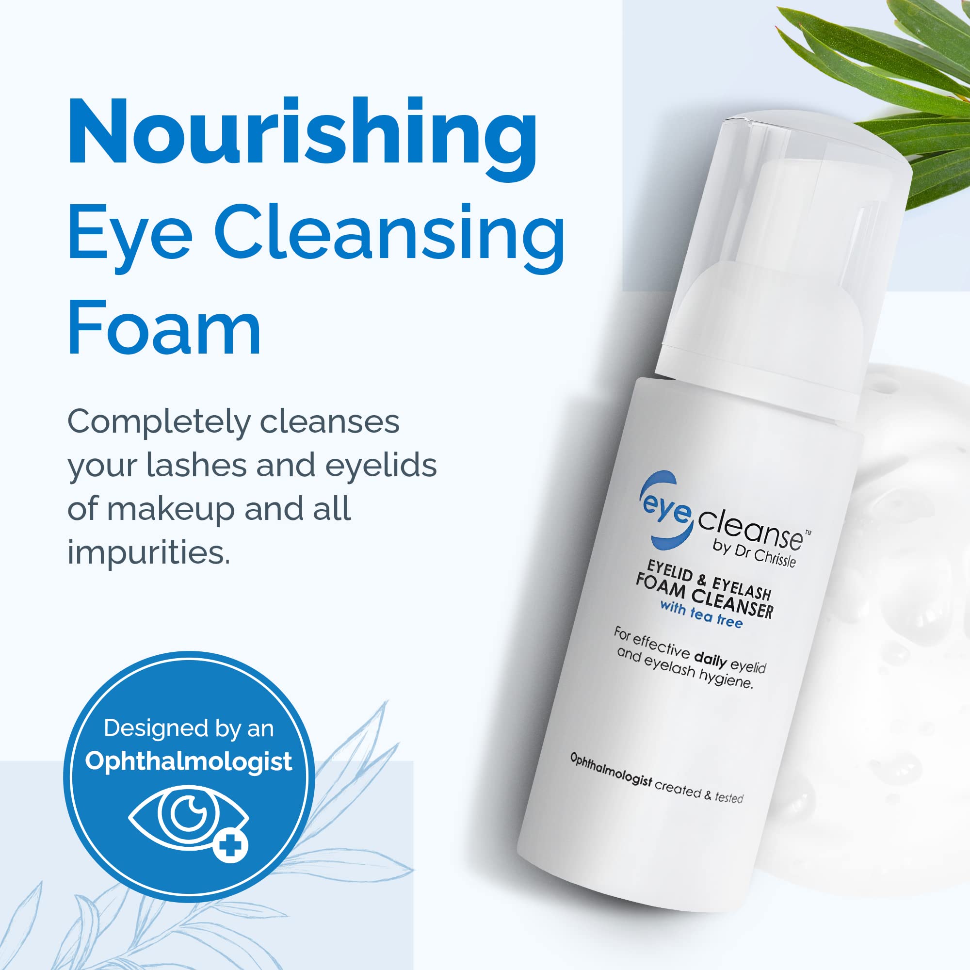 Dr Chrissie EyeCleanse foam lather for makeup removal and lash care