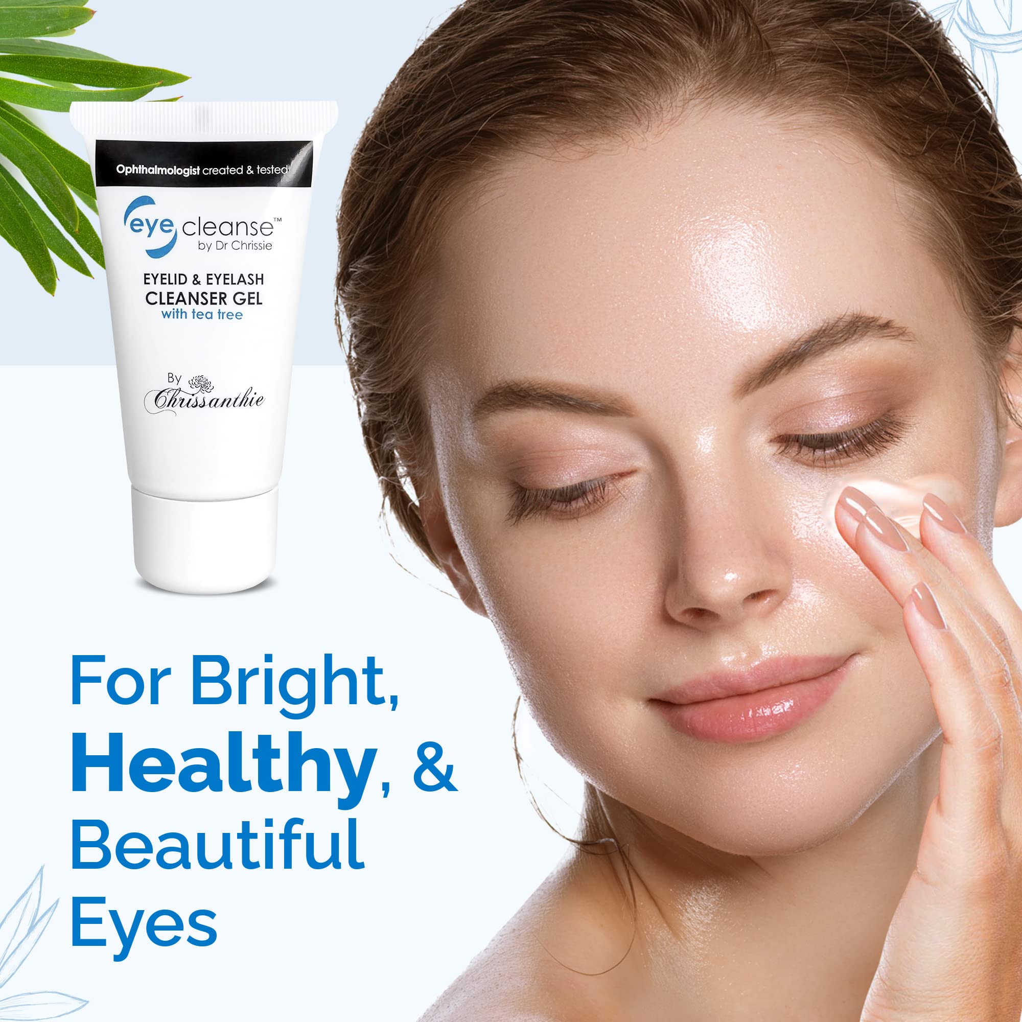 Dr Chrissie EyeCleanse with makeup remover demonstrates versatile cleansing.