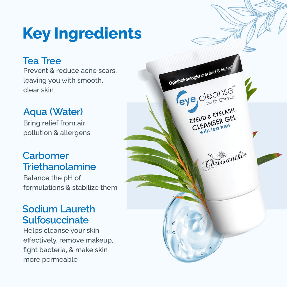Dr Chrissie EyeCleanse on skin shows cool, non-greasy finish.