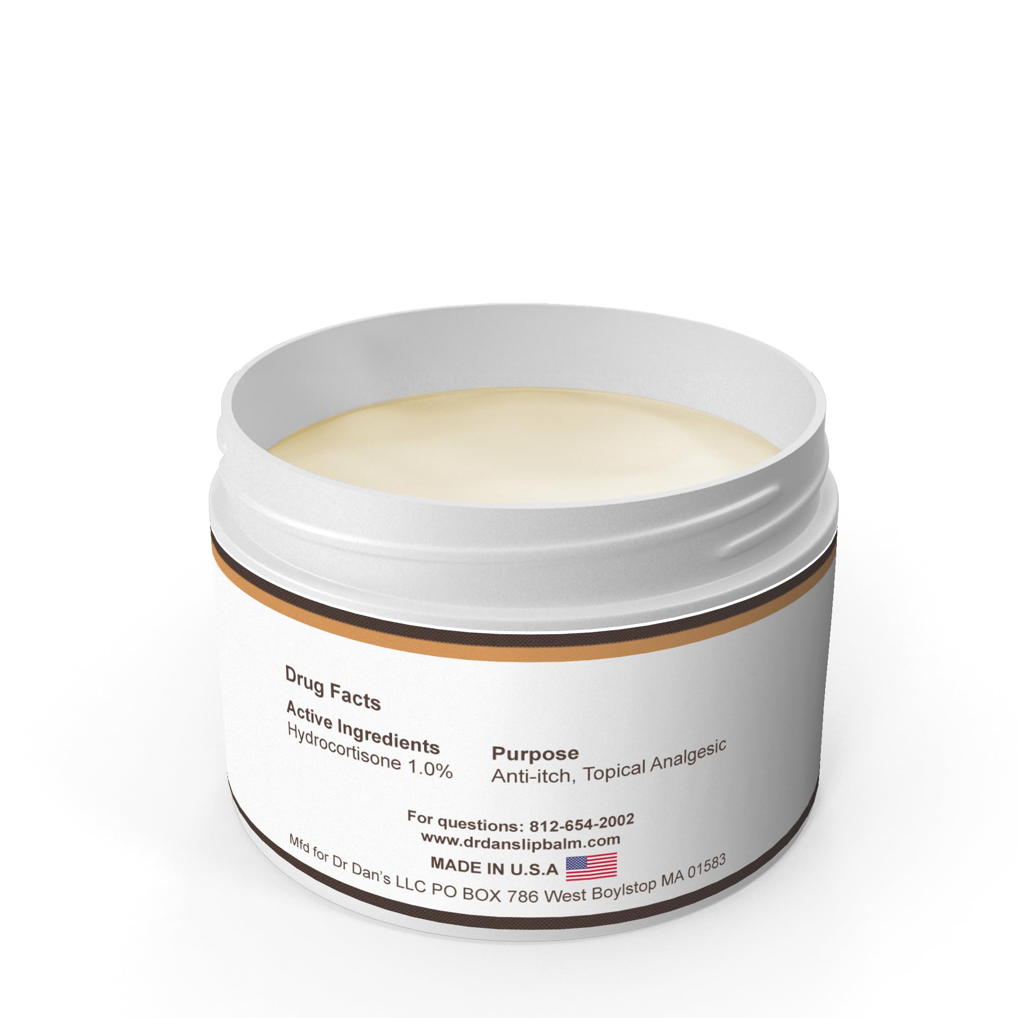 Dr. Dan's Cortibalm applied to lip for quick comfort.