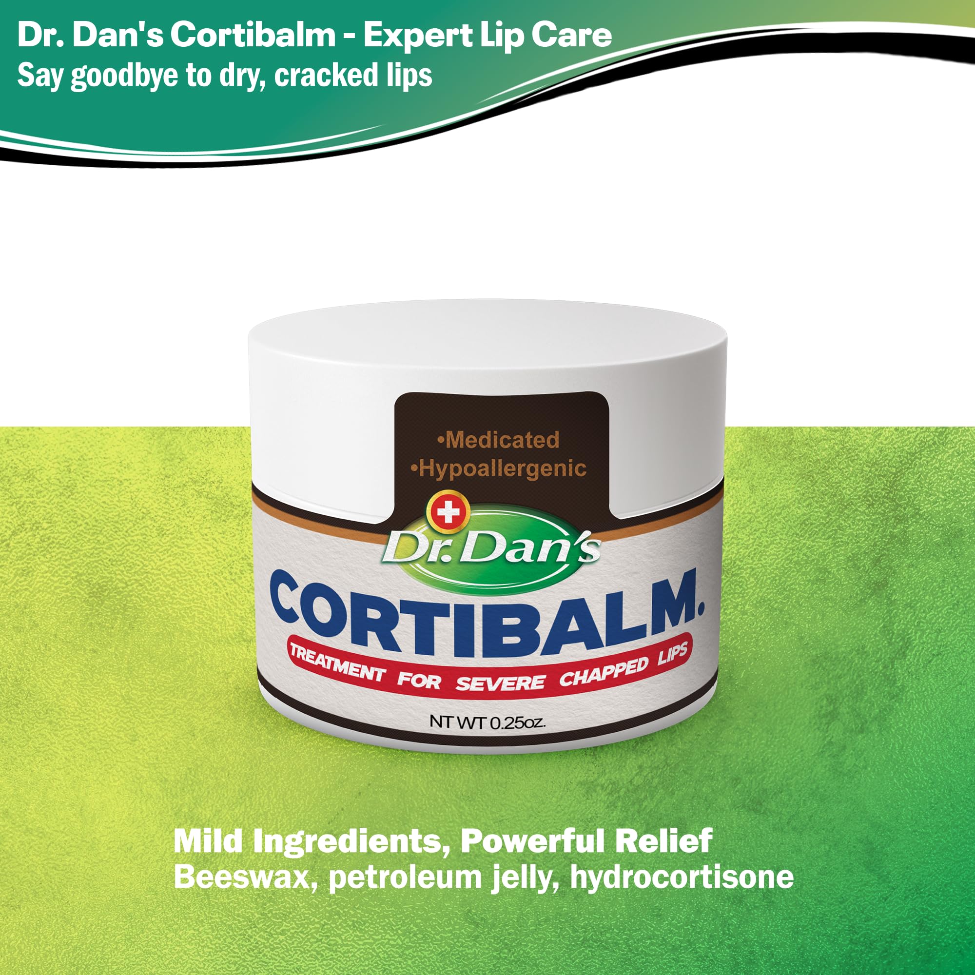 Label highlights 1% hydrocortisone in Dr. Dan's Cortibalm for inflammation support.