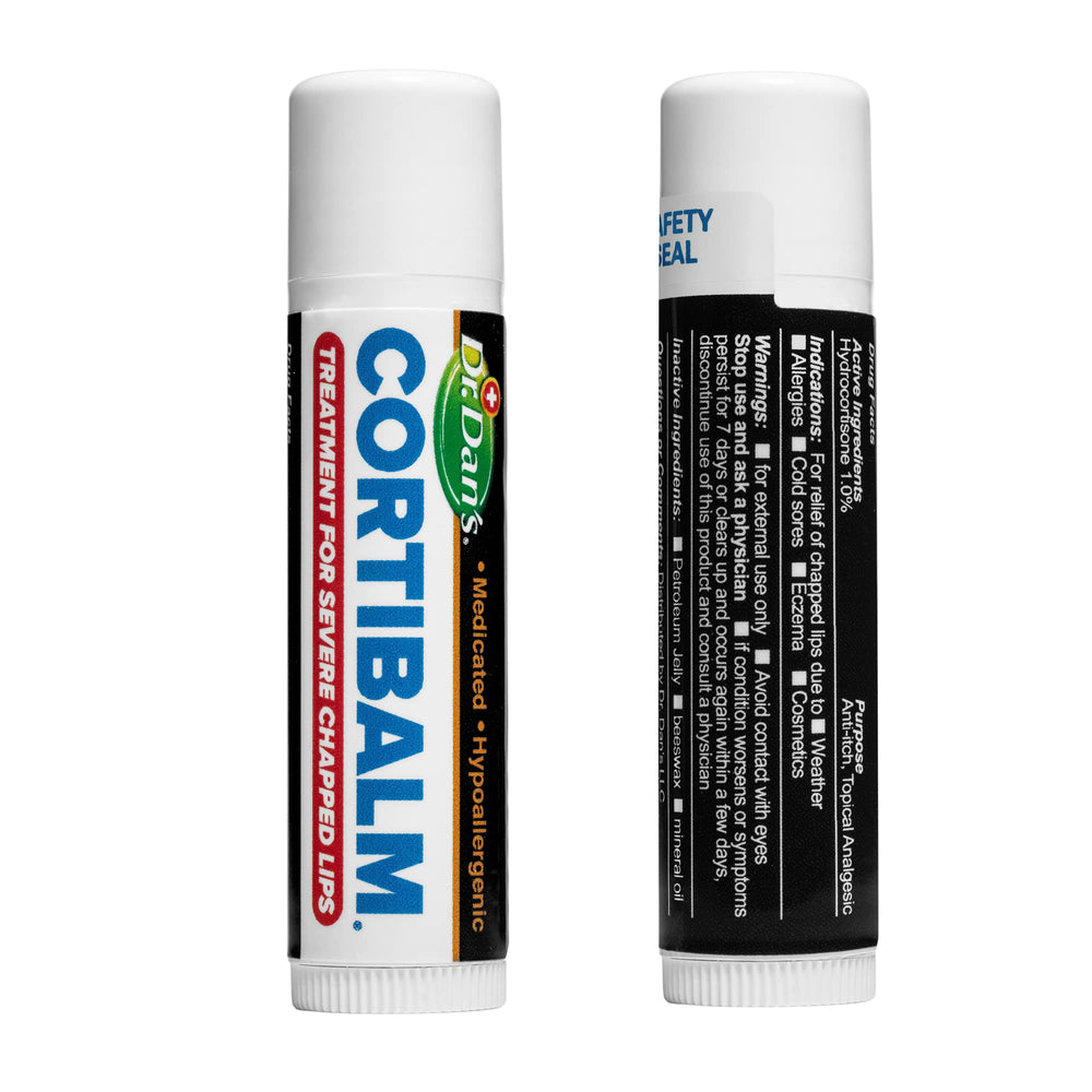 Dr. Dan's Cortibalm packaging keeps lips protected with a lightweight, portable design.