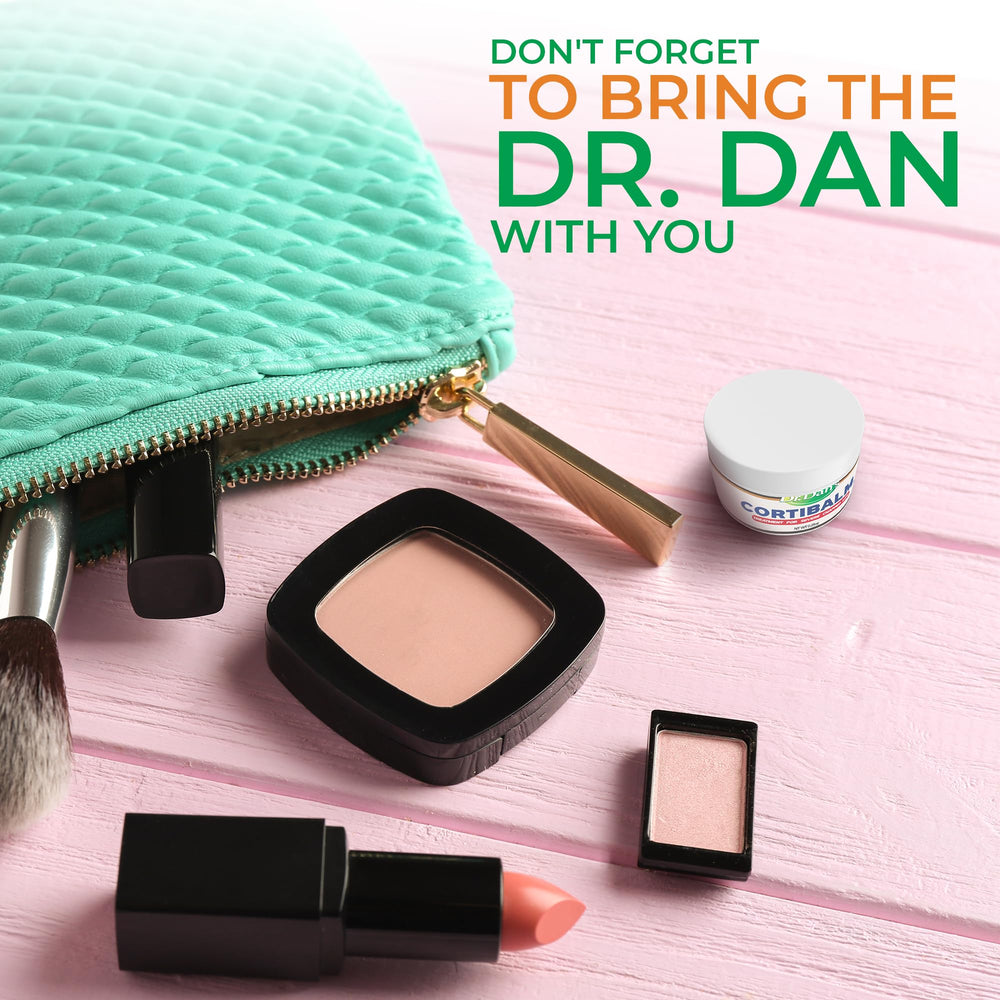 Dr. Dan's Cortibalm hypoallergenic formulation label indicating gentle care.