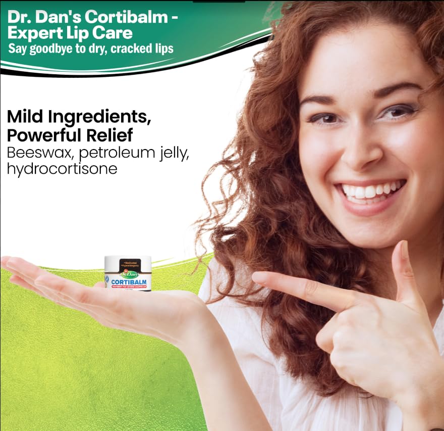 Dr. Dan's Cortibalm close-up texture aids soothing lip recovery.