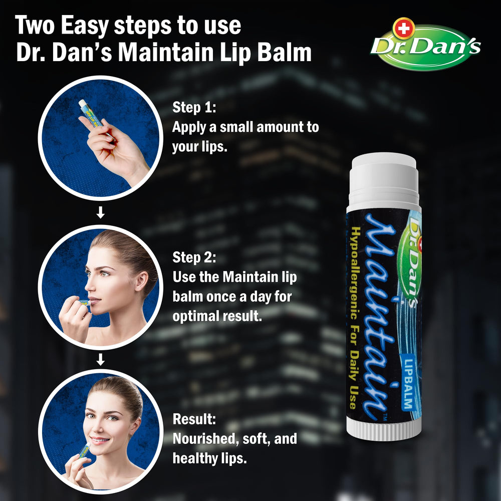 Dr. Dan's Maintain Lip Balm provides moisture for dry lips on windy days