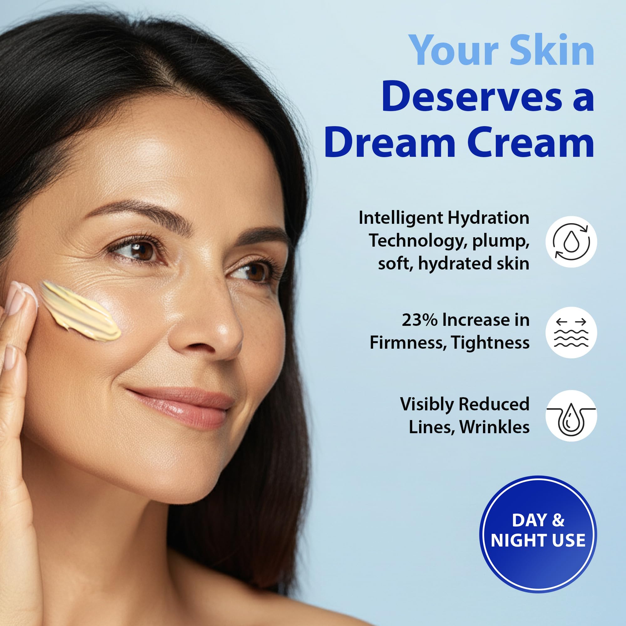 Texture swatch highlights silky absorption of Dr. Denese Dream Cream.