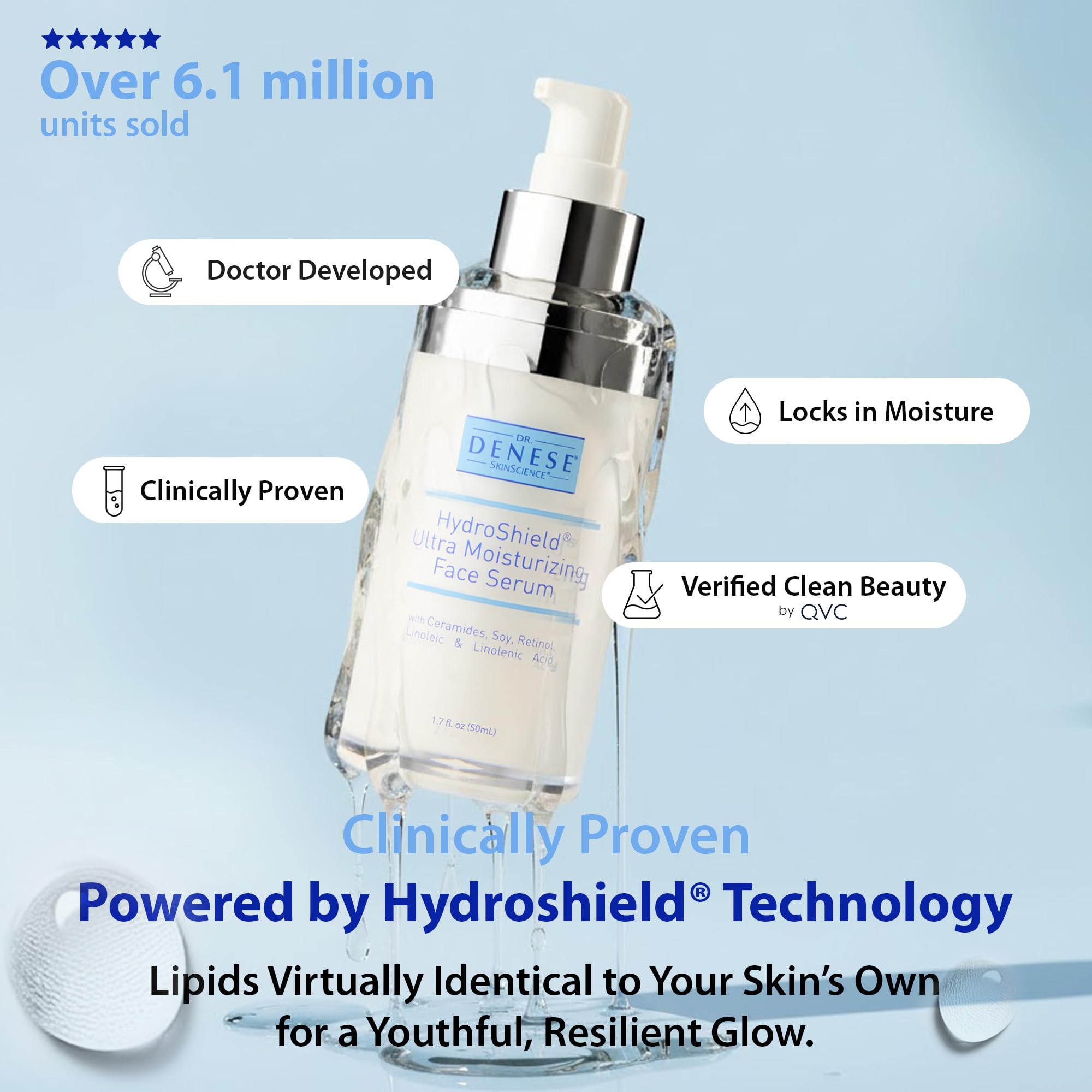 Applying Dr. Denese HydroShield Serum to the skin for a smooth, refreshed finish.