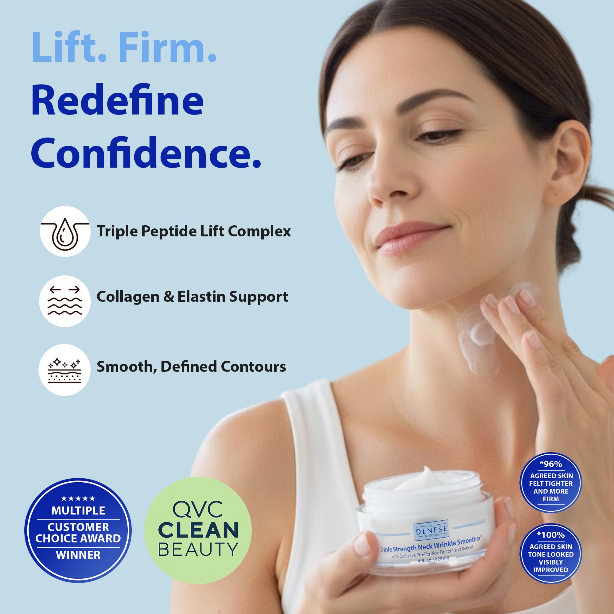 Dr. Denese neck smoother cream swirl highlighting rich texture for hydration