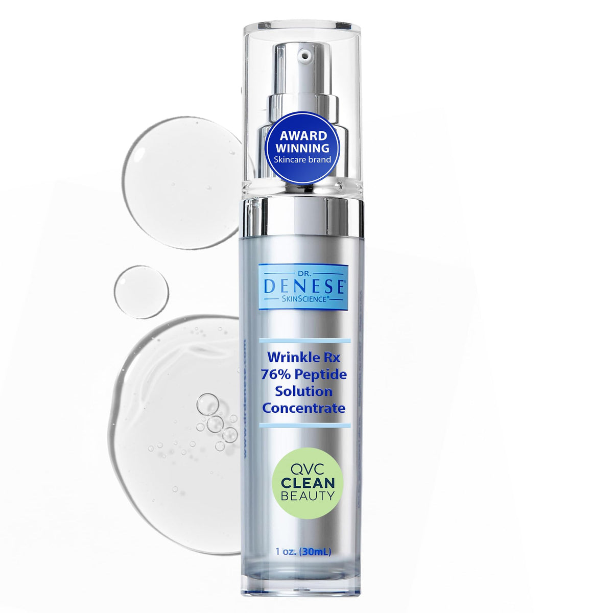 Dr. Denese Wrinkle RX bottle with peptide concentrate for smoother, firmer-looking skin.
