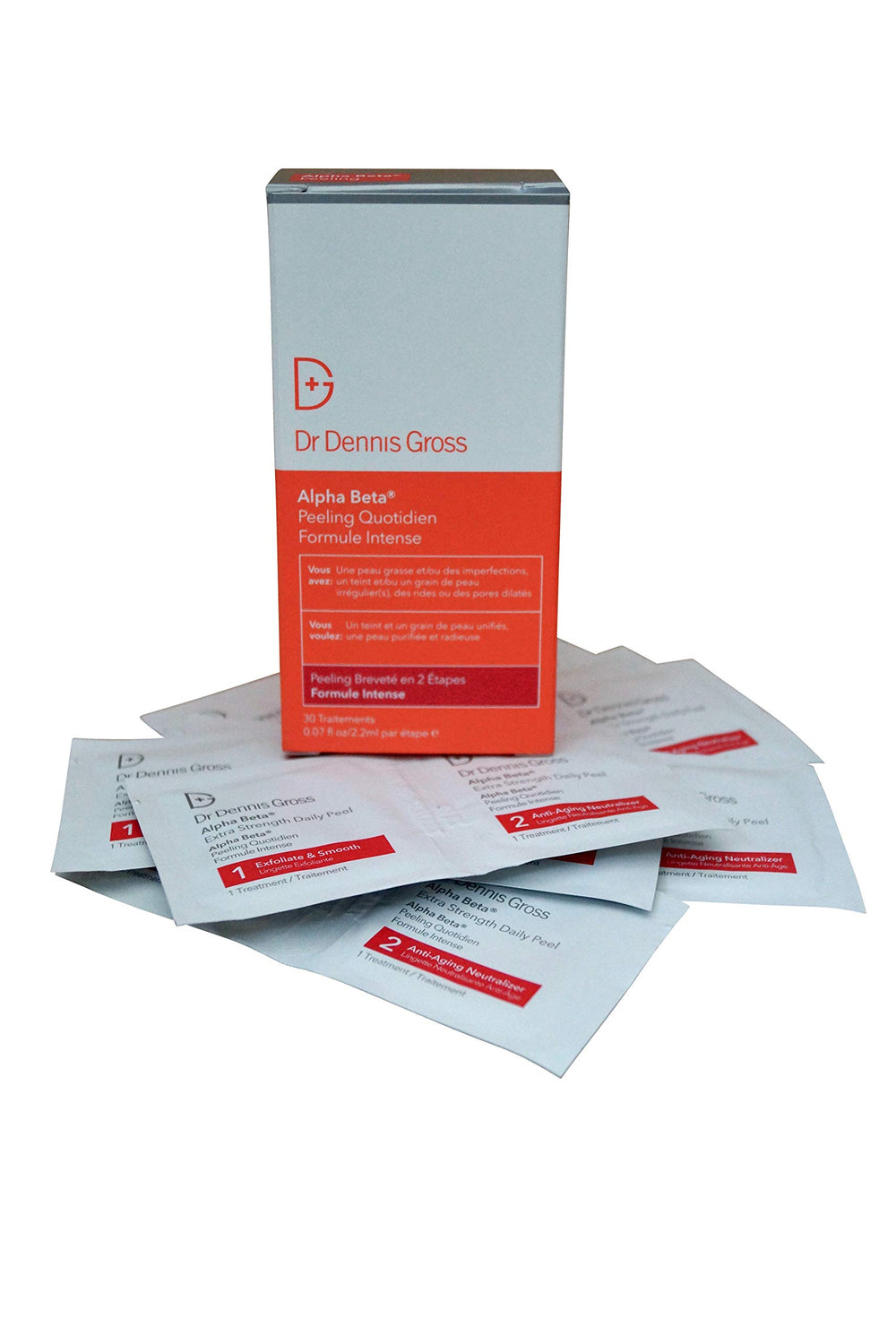 Dr. Dennis Gross Alpha Beta Extra Strength Daily Peel packets for at-home exfoliation and glowing skin