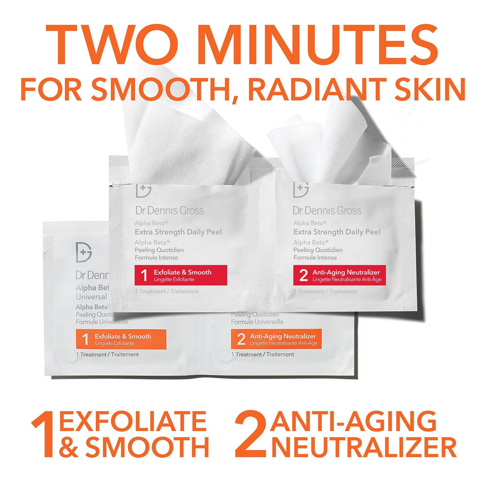 Dr Dennis Gross Alpha Beta Extra Strength Peels for deeper resurfacing and smoother texture.