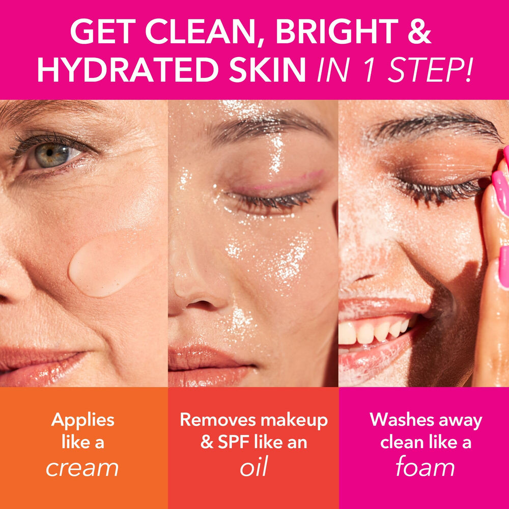 Dr Dennis Gross cleansing oil, water-activated, emulsifies to milk for gentle cleansing.