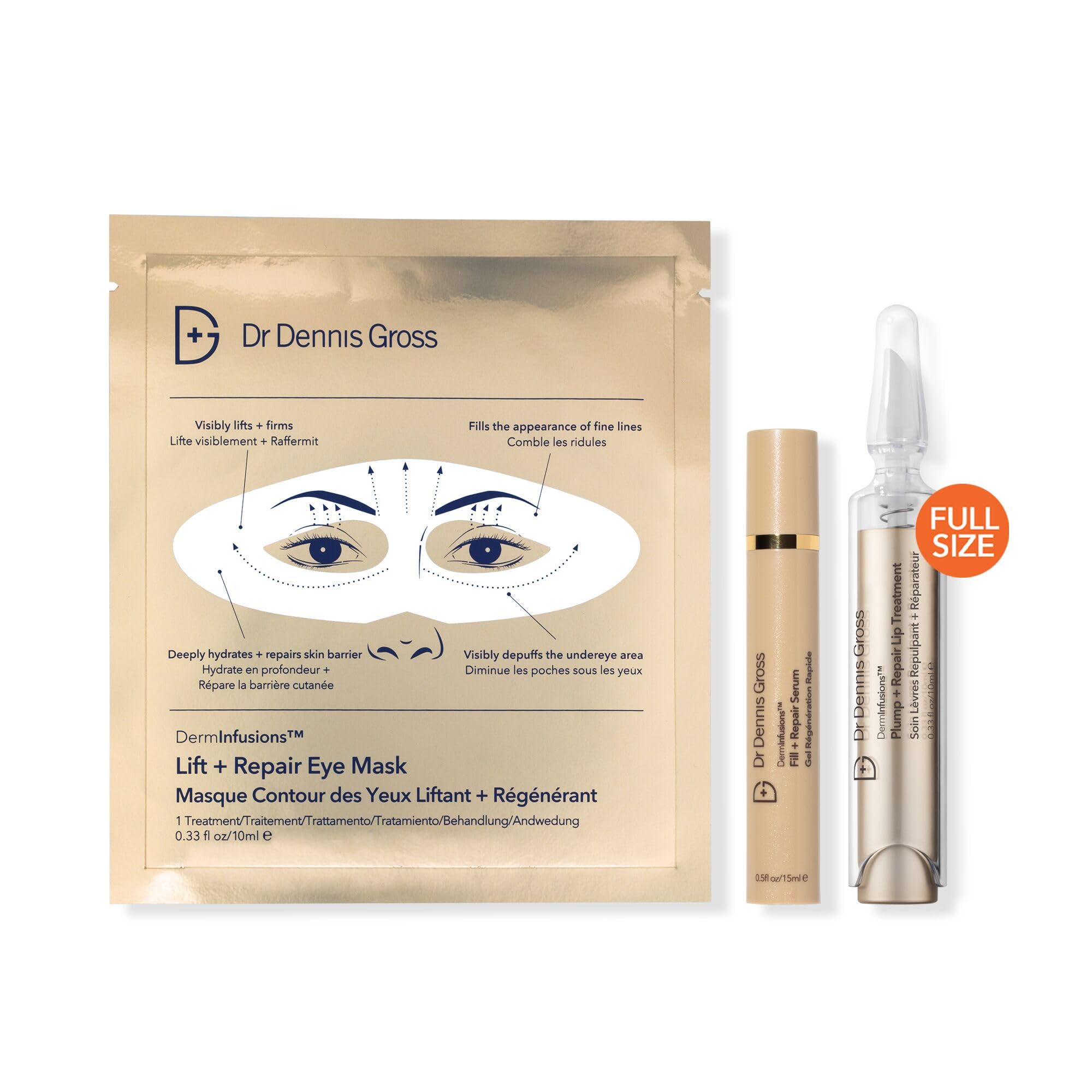 DermInfusions Fill + Repair Serum bottle for hydration and skin firmness.
