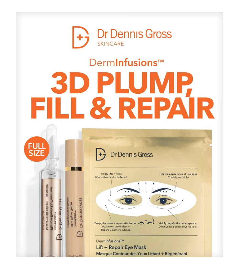 Dr Dennis Gross DermInfusions Plump + Repair Lip Treatment bottle for hydration and lip definition.