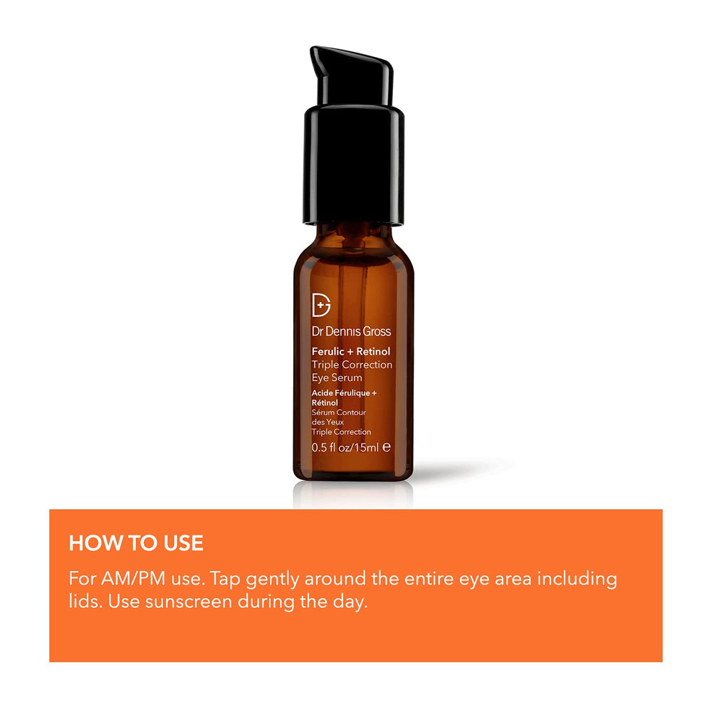 Dr Dennis Gross Ferulic + Retinol Eye Serum in daily routine around eyes.