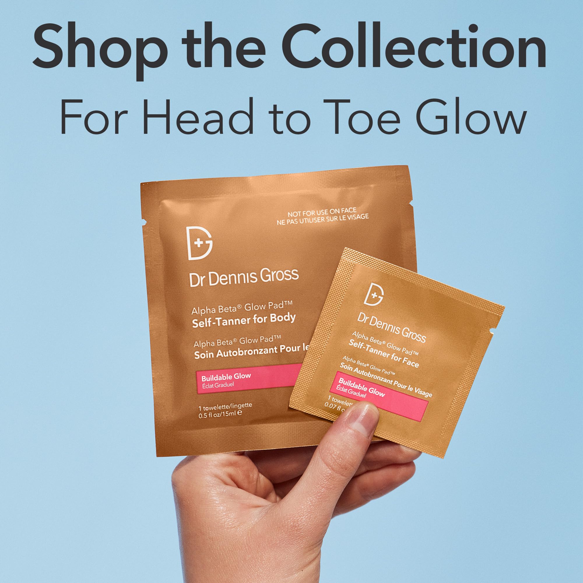 Dr Dennis Gross Glow Pad Body non-streak formula ensures even coverage.