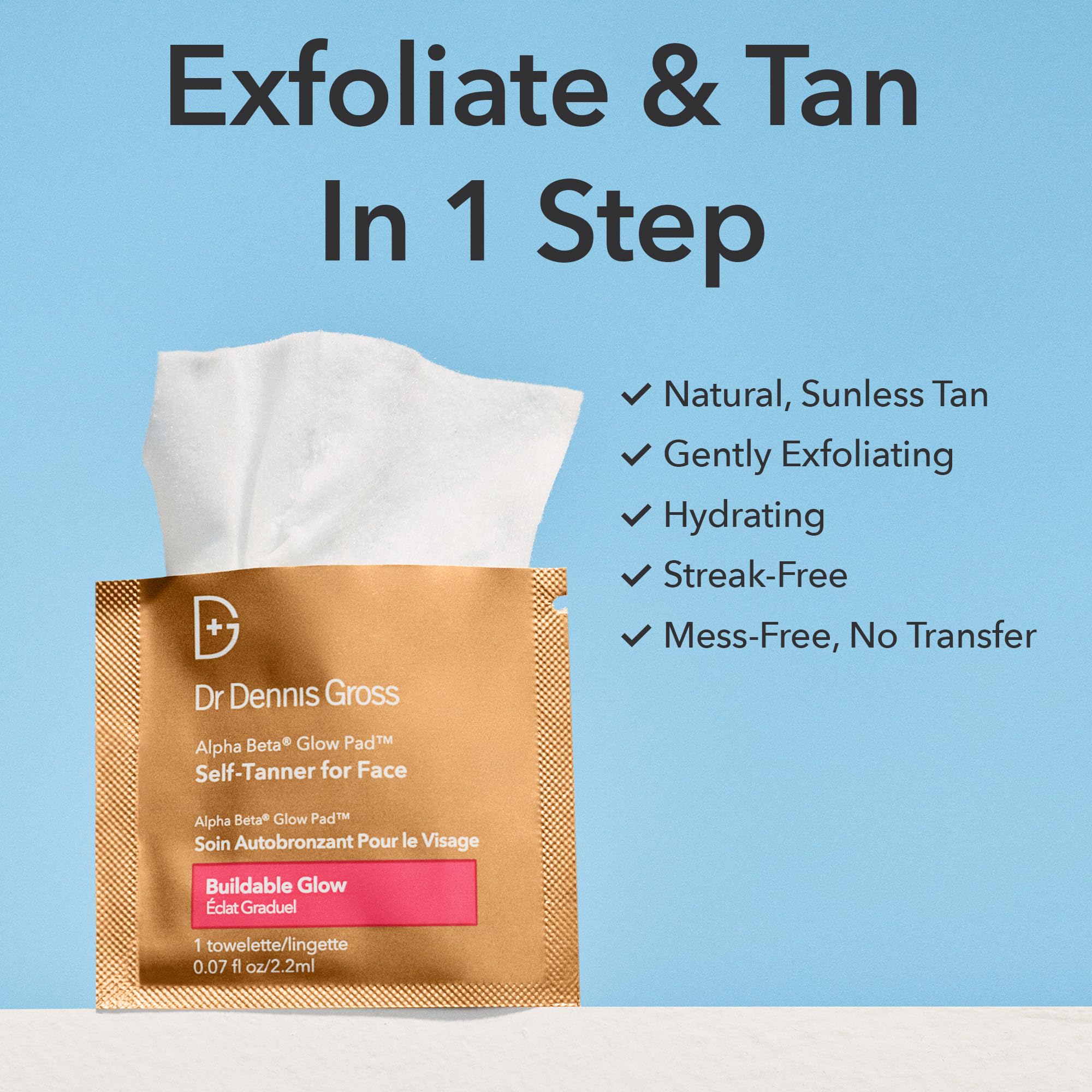 Dr Dennis Gross Glow Pad quick-drying formula for mess-free tanning