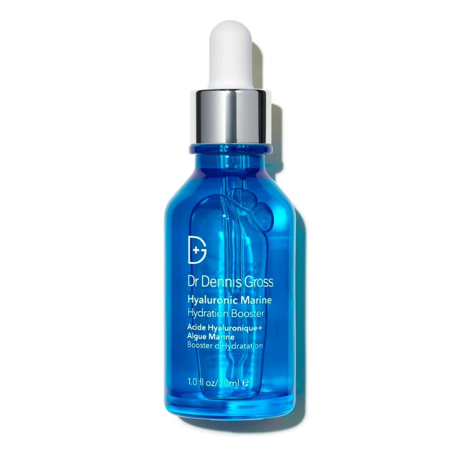 Dr Dennis Gross Hyaluronic Marine Hydration Booster bottle for lightweight hydration and smoother skin.