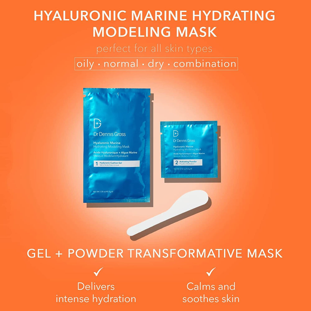 Dr Dennis Gross Hyaluronic Marine Modeling Mask gel-to-cushion texture locks in moisture