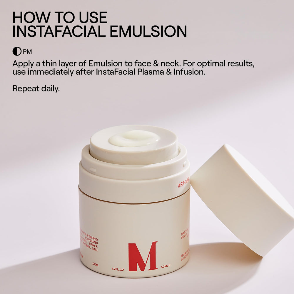 Dr. Diamond's Metacine InstaFacial Emulsion swatch reveals silky, fast-absorbing finish.