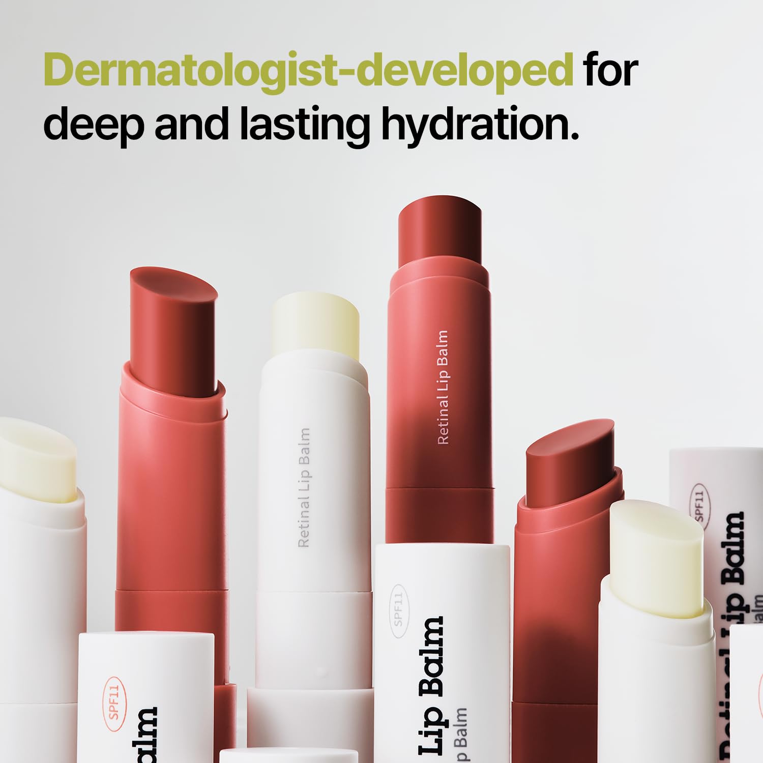Dr.Different Retinal Lip Balm Clear on lips demonstrates smooth glide