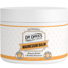 Dr. Doug's Magnesium Balm bottle on display for non-greasy hydration.