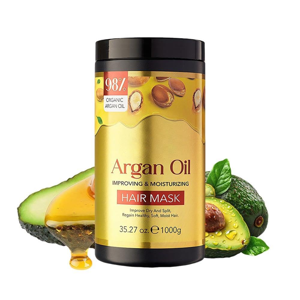 DR.EMMET Argan Oil Hair Mask jar close-up for deep hydration.