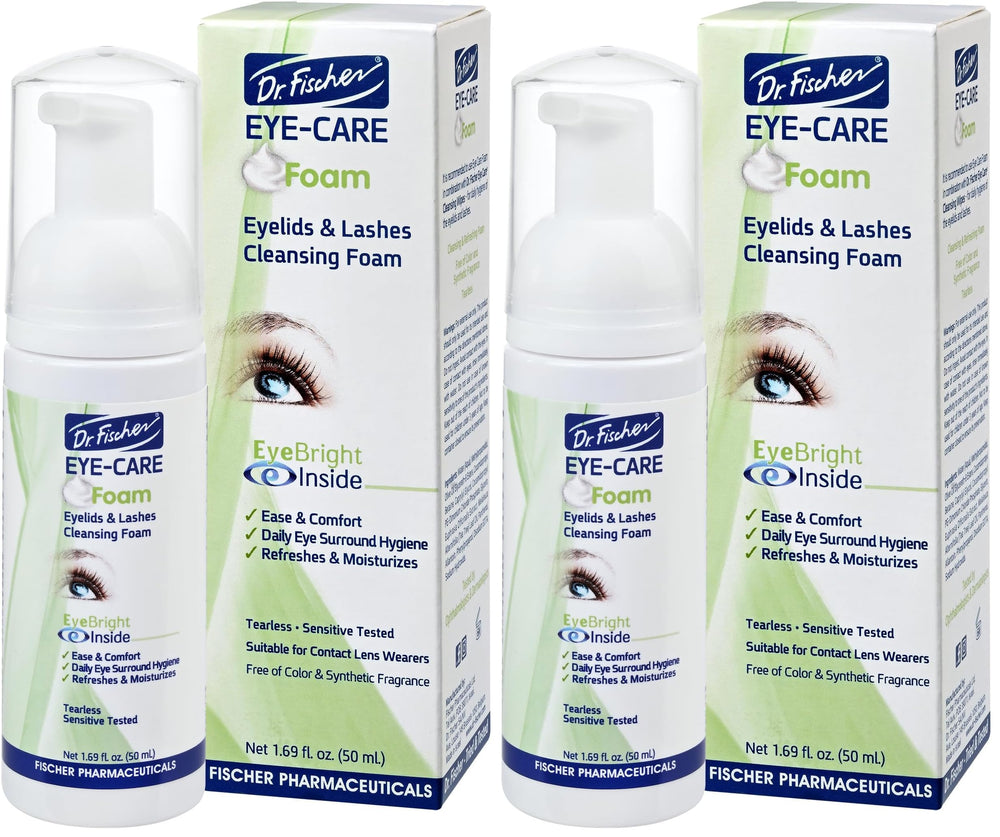 Dr. Fischer Tea Tree Eyelid Cleanser bottle with gentle foam for daily cleansing.