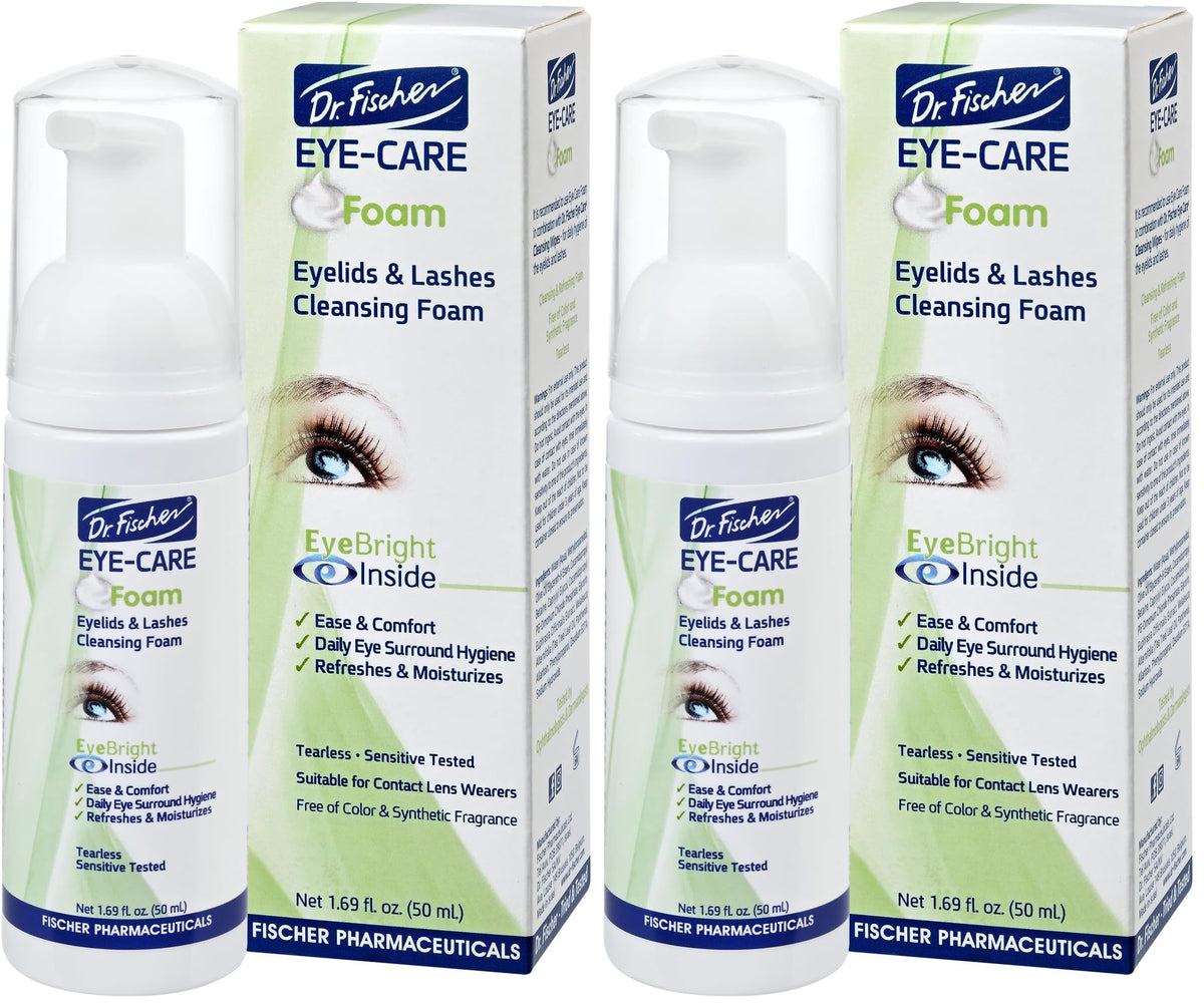 Dr. Fischer Tea Tree Eyelid Cleanser bottle with gentle foam for daily cleansing.