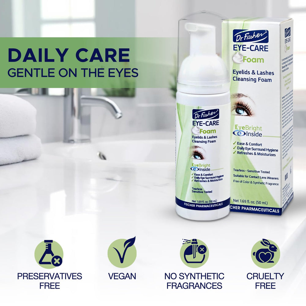 Creamy foam lather from Dr. Fischer cleanser around the eyes.