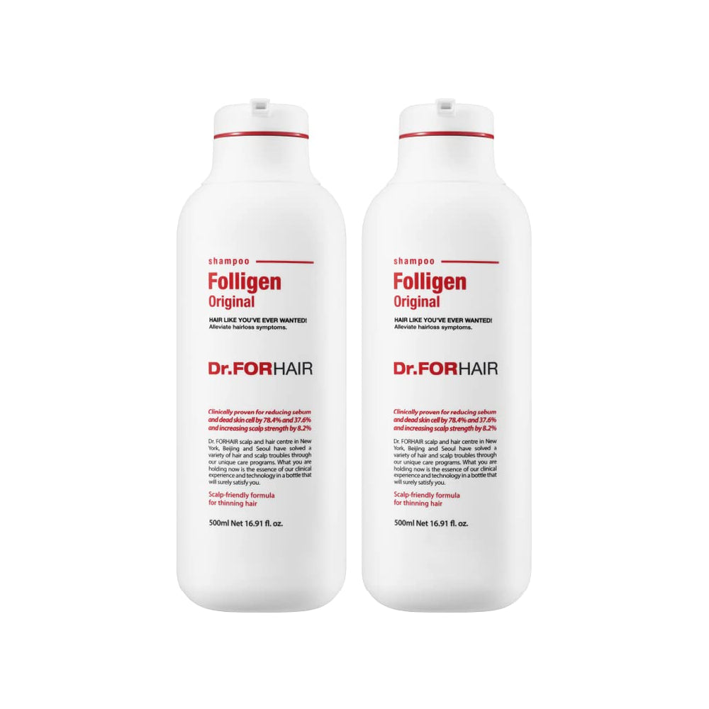 DR.FORHAIR Folligen Original Shampoo bottle front view for stronger, shinier hair