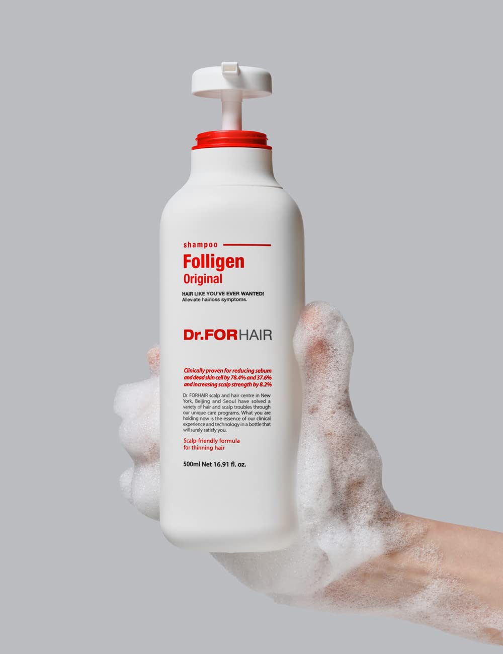 DR.FORHAIR Folligen Original Shampoo hair texture close up shows soft, manageable strands