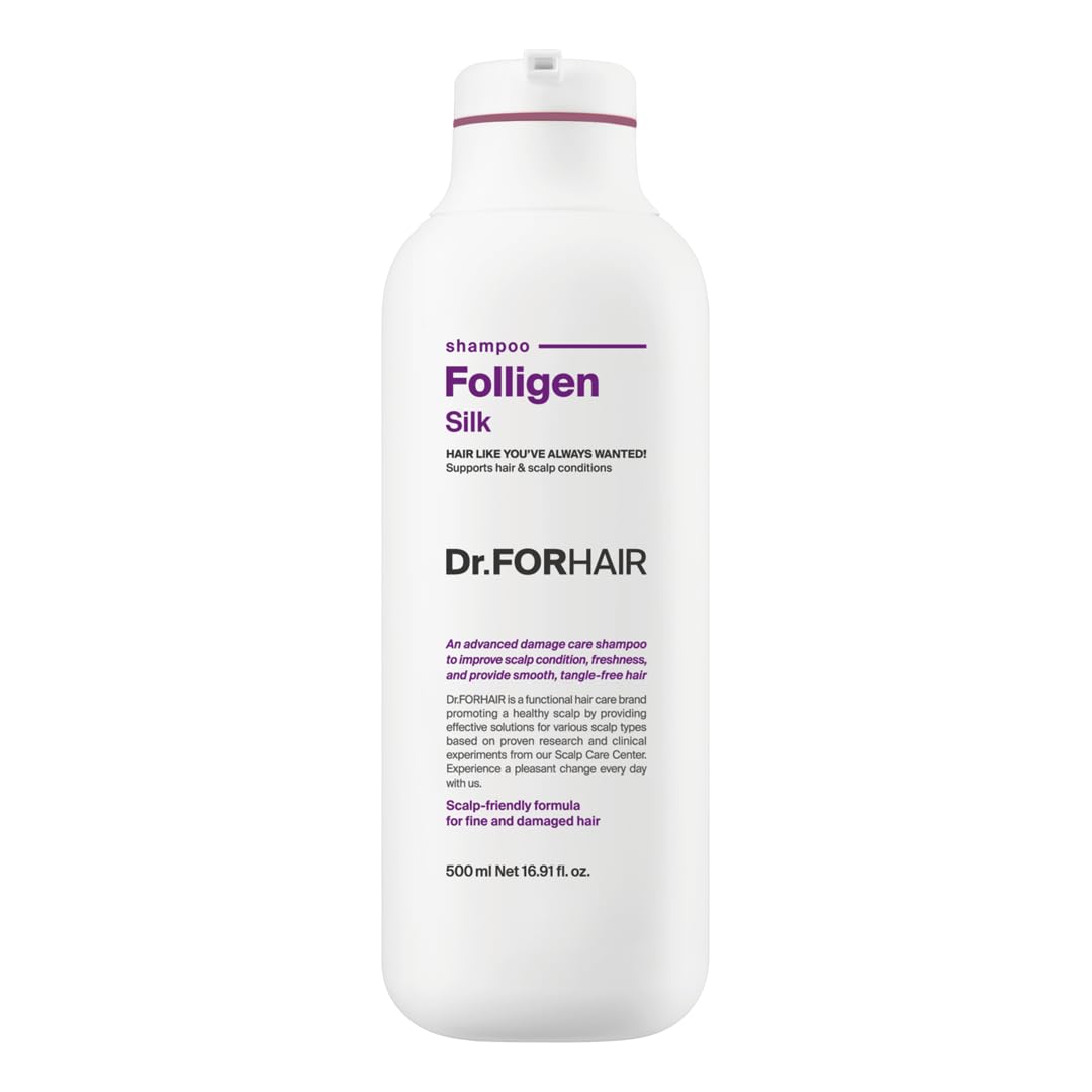 DR.FORHAIR Folligen Silk Shampoo bottle close-up showing instant root lift