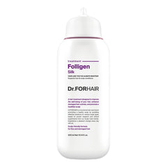 DR.FORHAIR Folligen Silk Treatment bottle with sleek packaging promotes nourished dry hair