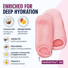 Mango and shea butter infusion nourishes skin inside Dr. Frederick's gel socks.