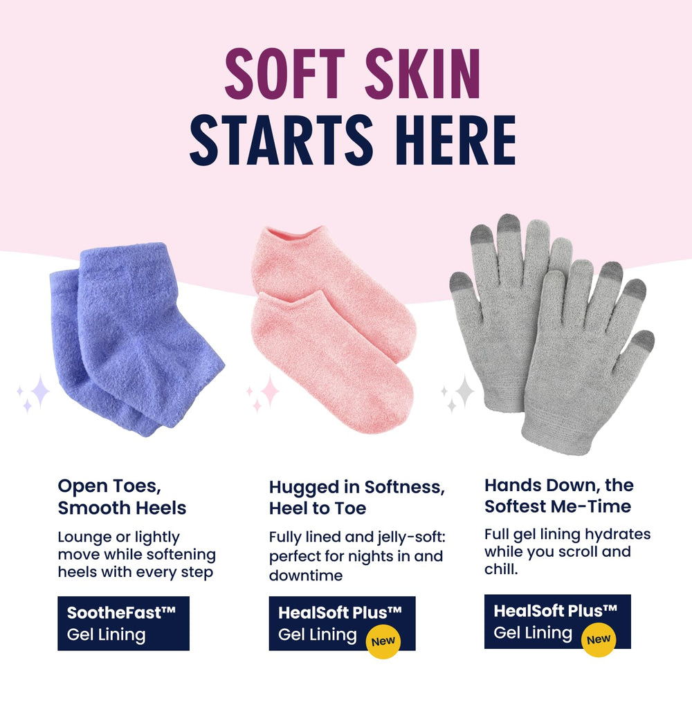 Unisex fit shown for both men and women using the gel socks.