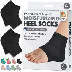 Dr. Frederick's Original moisturizing heel socks with gel lining provide deep hydration overnight.