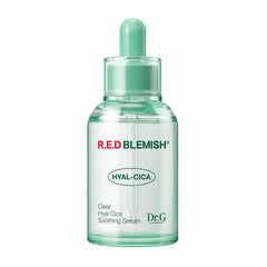 Dr. G R.E.D. serum bottle shows lightweight, hydrating formula for all skin types.