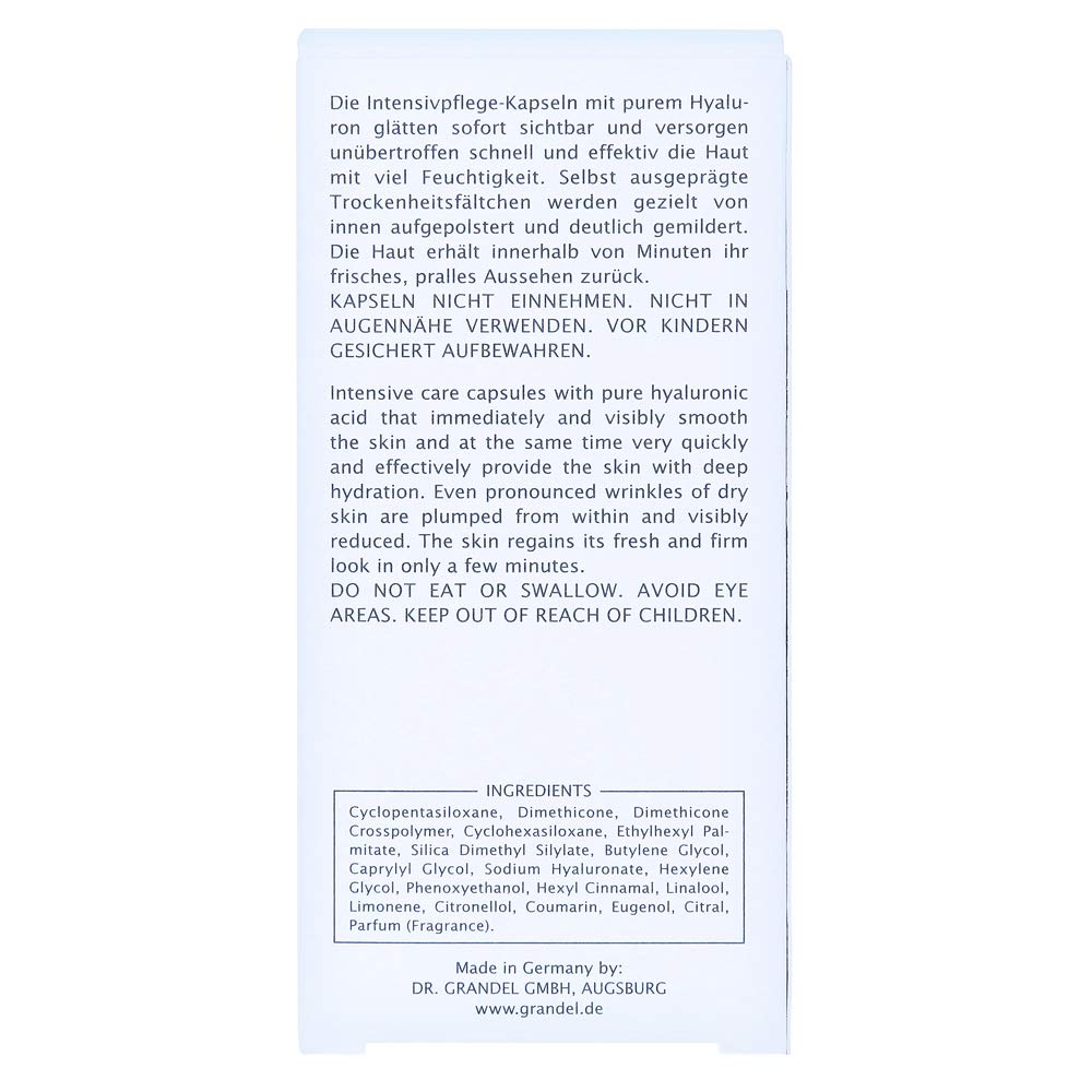 Dr. Grandel Hydro Active Hyaluron Filler Caps close-up highlighting capsules for skin hydration.